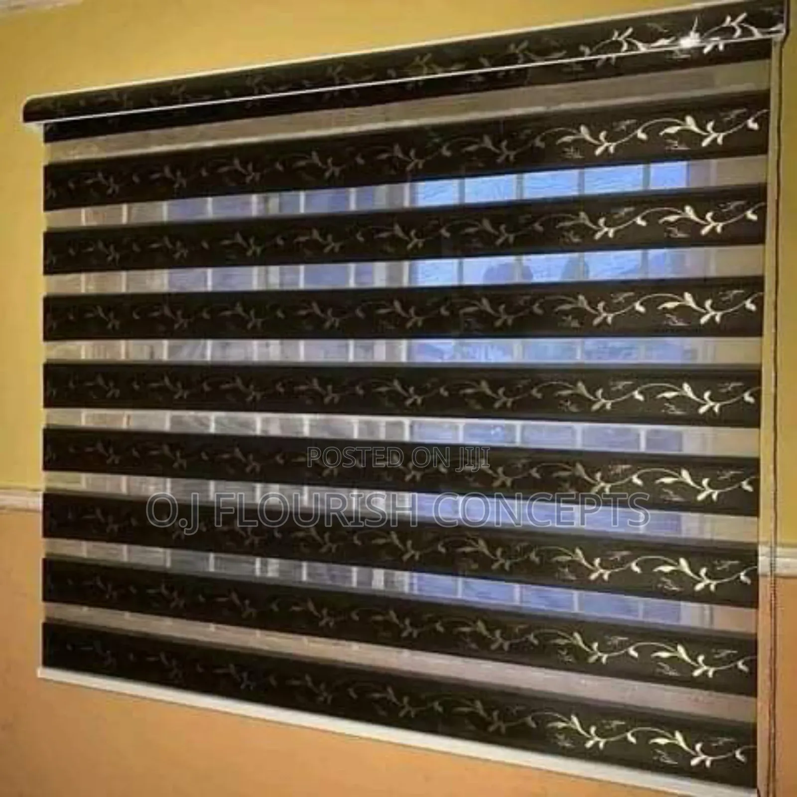 Flowery Brown Window Blinds