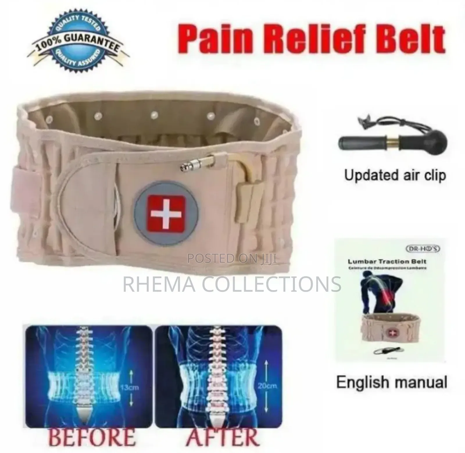 Inflatable Waist Belt Lumbar/Spinal-Cord Traction Device