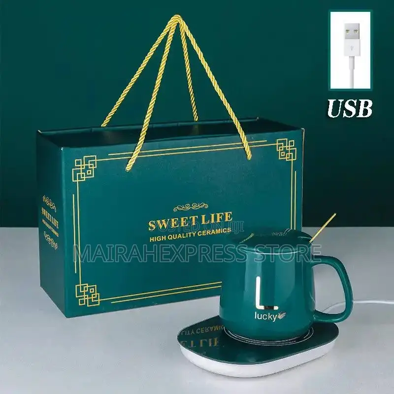 Coffee Cup Set With USB Coaster Warmer -