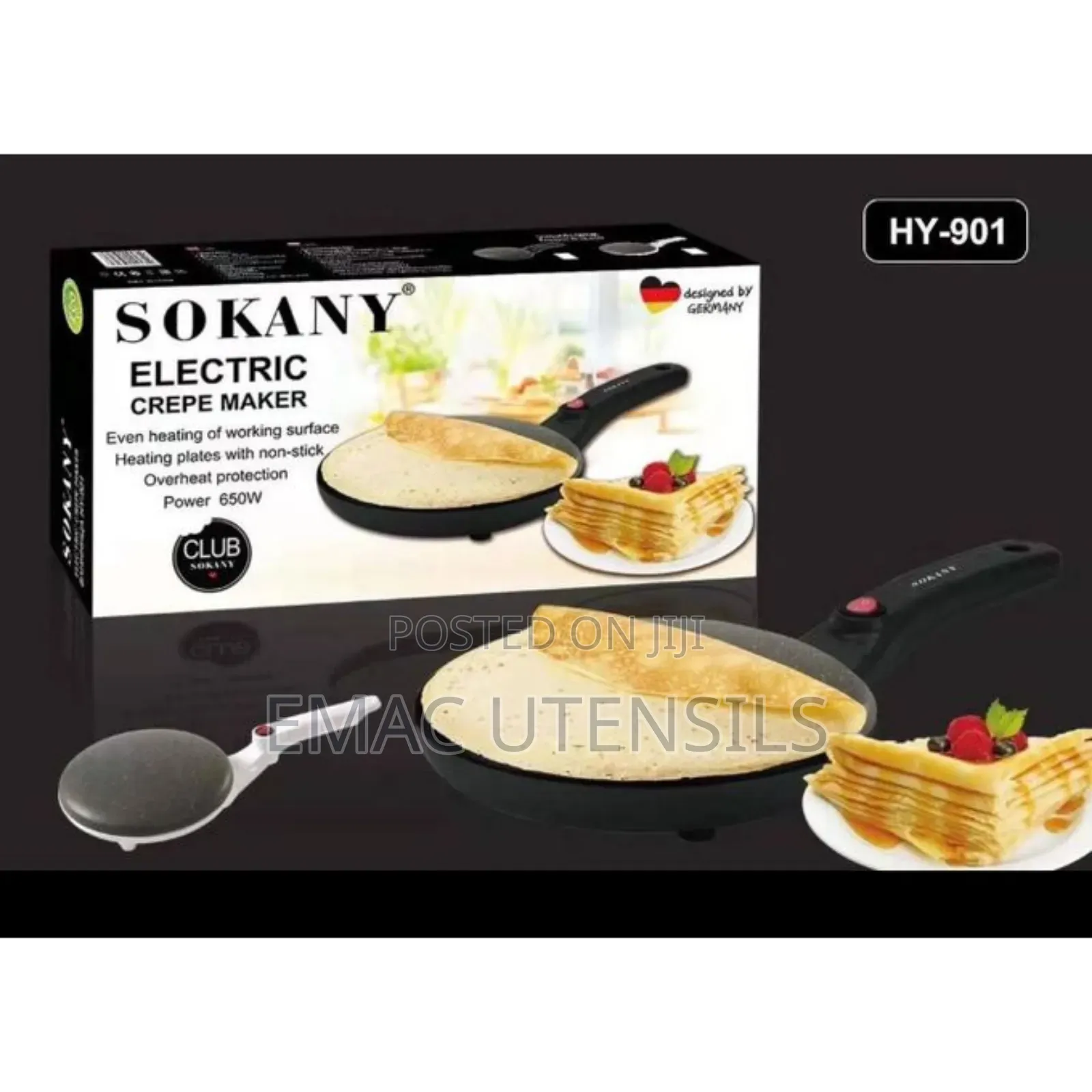 Sokany Electric Pancake Crepe Maker With Batter Basin