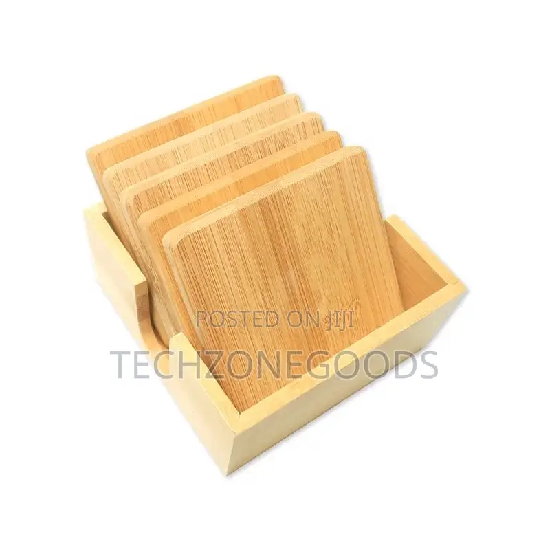 Bamboo Coasters (4pcs + Holder)