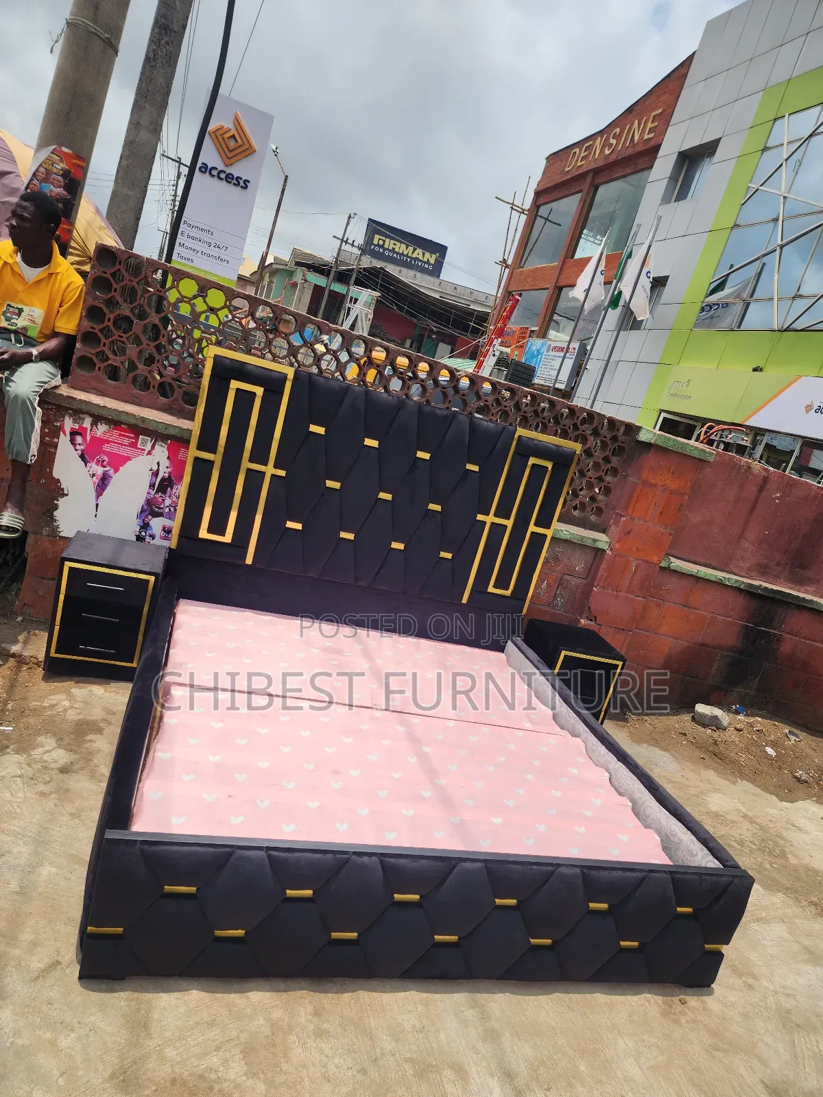 6by6 Upholstery Padded Bed Frame With Two Side Drawers