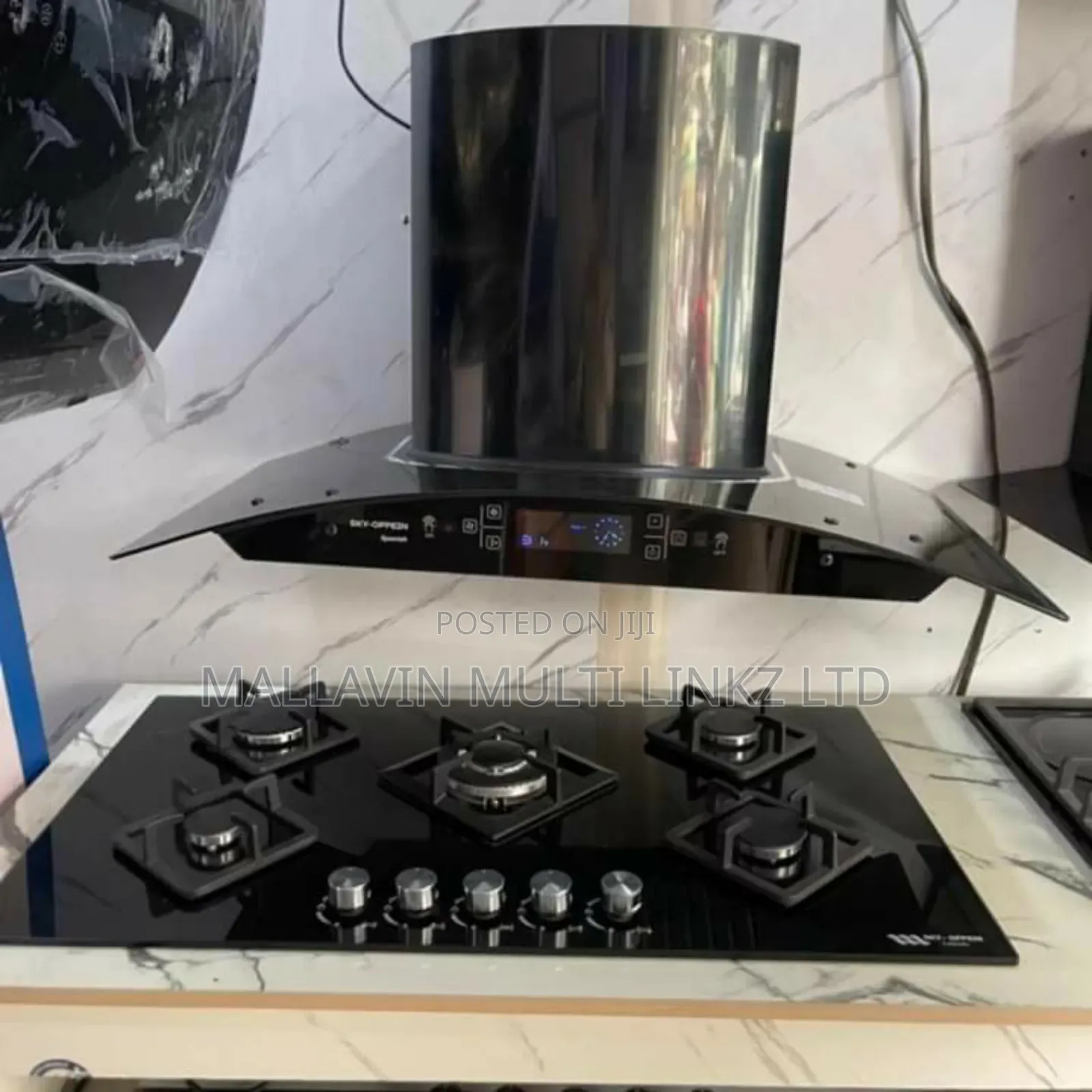 Five-Burner Table Top Gas Cooker and Kitchen Hood Extractor