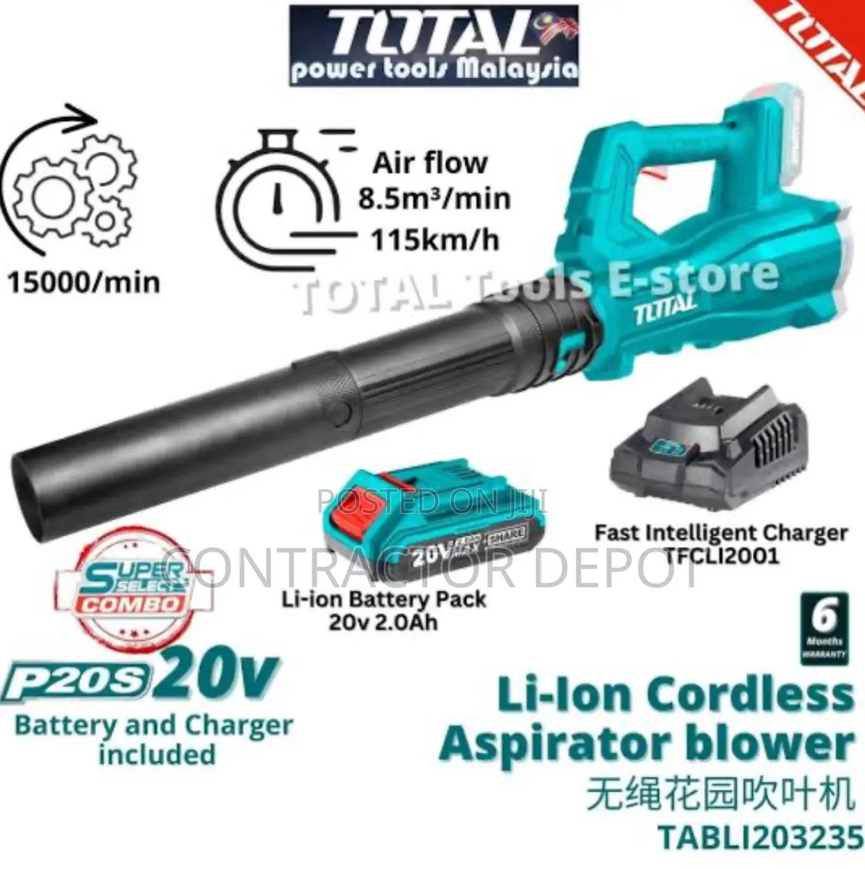 Total Industrial Cordless Blower 20v High Q