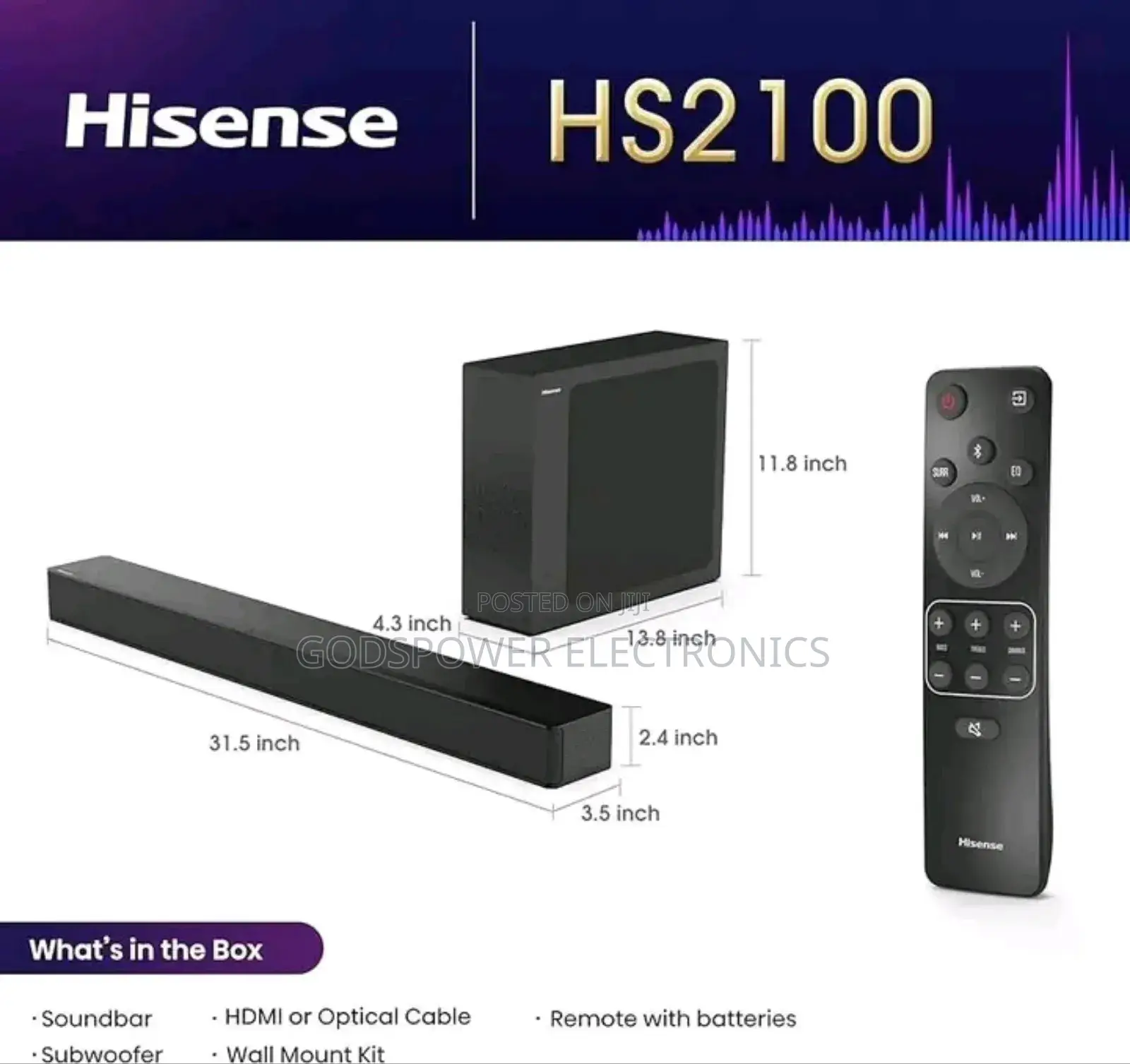 Hisense Soundbar With Wireless Subwoofer 240W