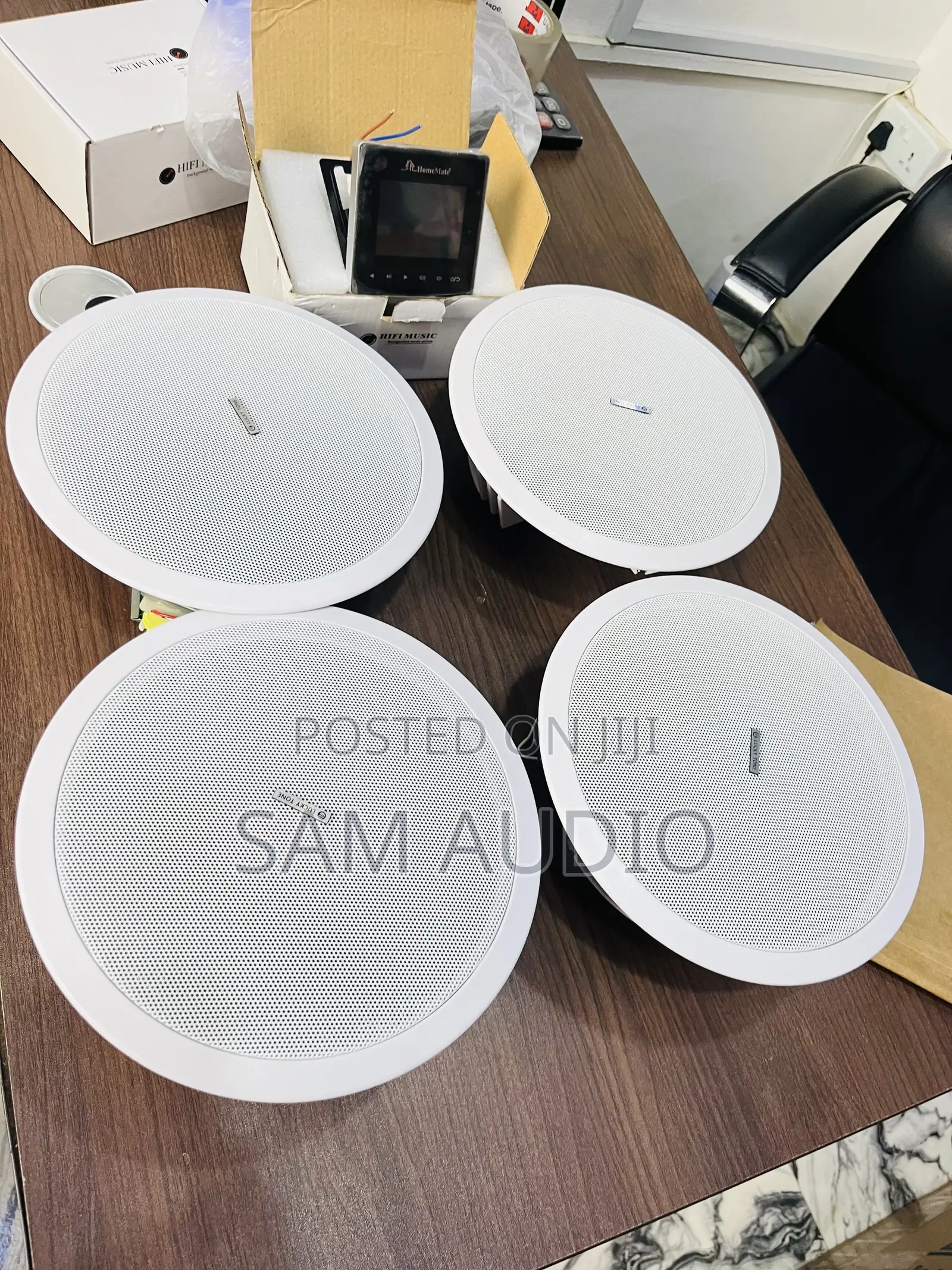 Four Ceiling Speaker and One Wall Mount Amplifier (50watts)