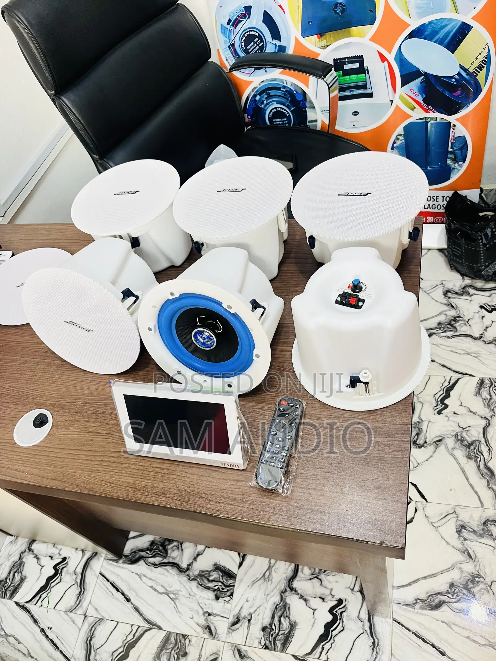 Six Bose Ceiling Speaker With One Wall Mount Amplifier