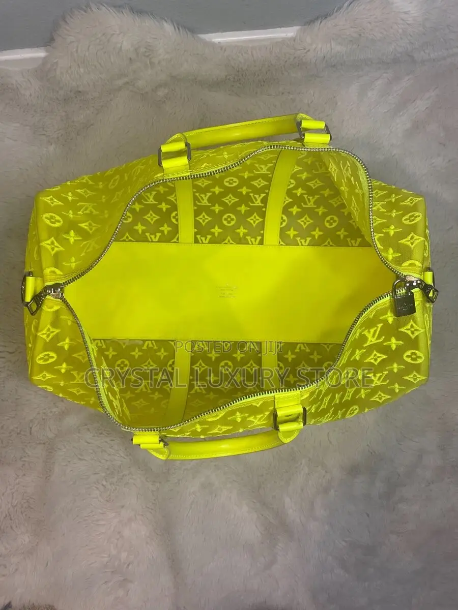 Louis Vuitton Keepall 50 Virgil Abloh Yellow Mesh Boston Bag
