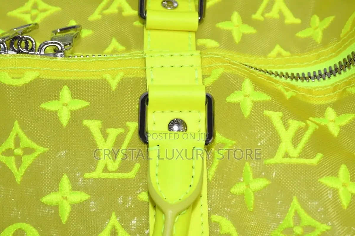 Louis Vuitton Keepall 50 Virgil Abloh Yellow Mesh Boston Bag