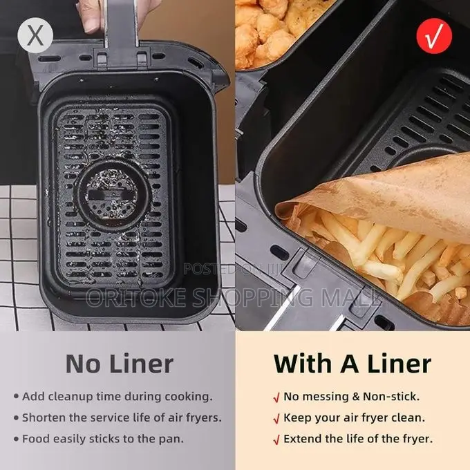 50pcs Air Fryer Disposable Paper Liners ,Rectangle 22x14cm