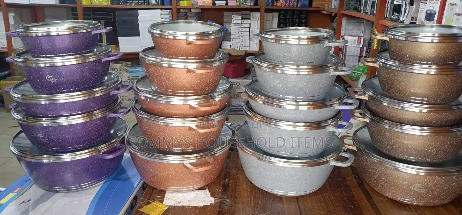 5set Diamond Die-Cast Marble Coated Cookware Pot Set