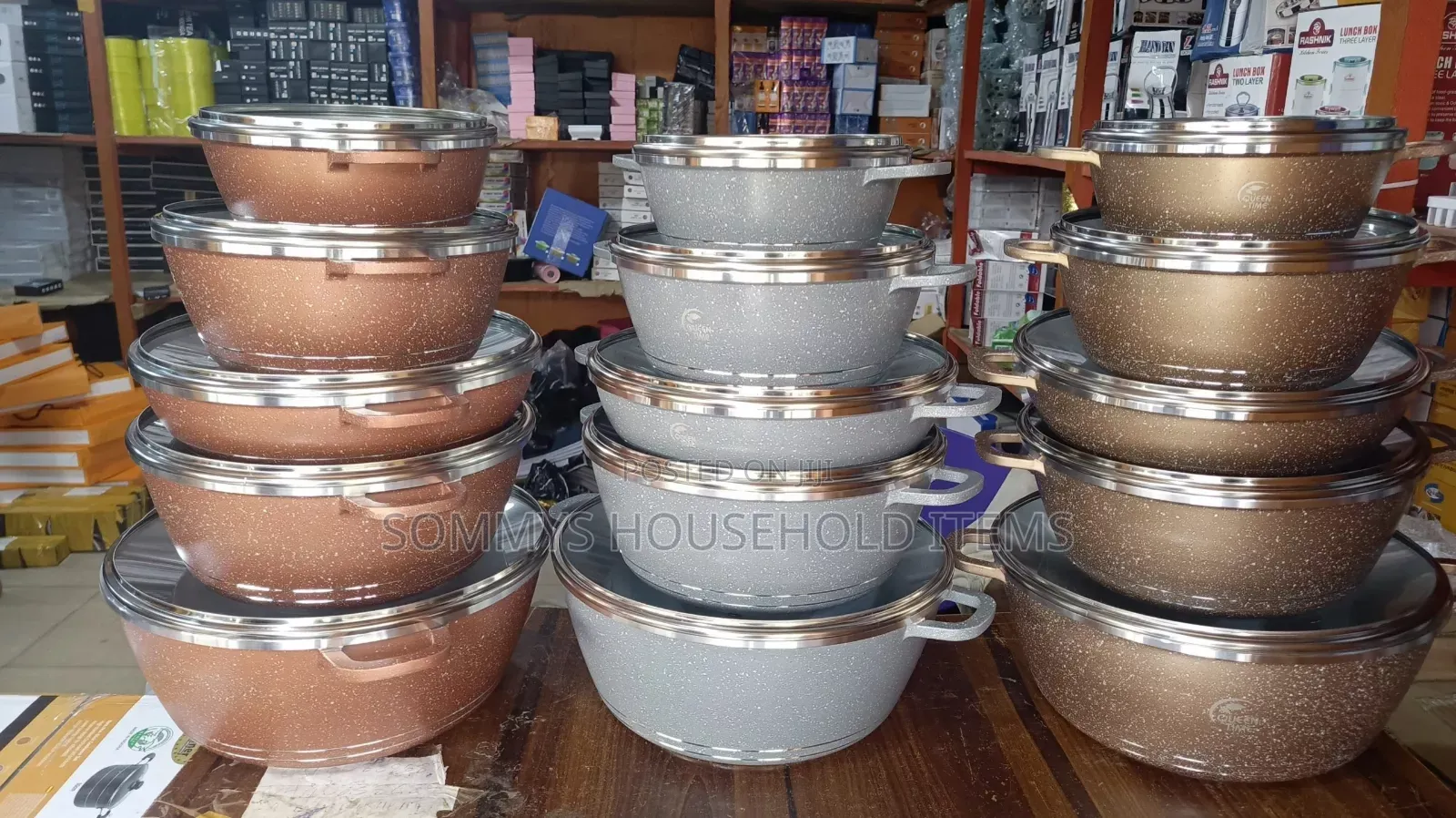 5set Diamond Die-Cast Marble Coated Cookware Pot Set
