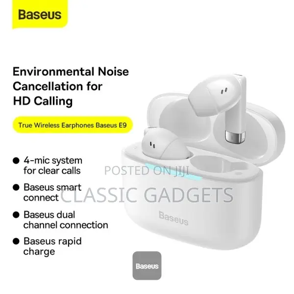 Baseus E9 True Wireless Earphones Bowie —White