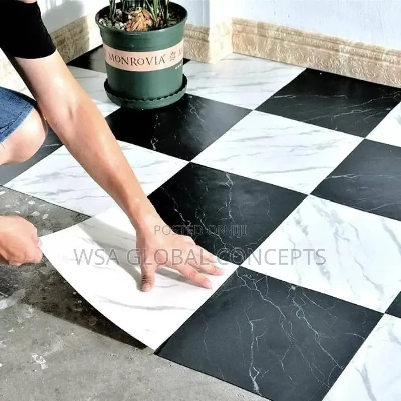 Adhesive Marble Floor Mat 30cm by 30cm 6 Pieces