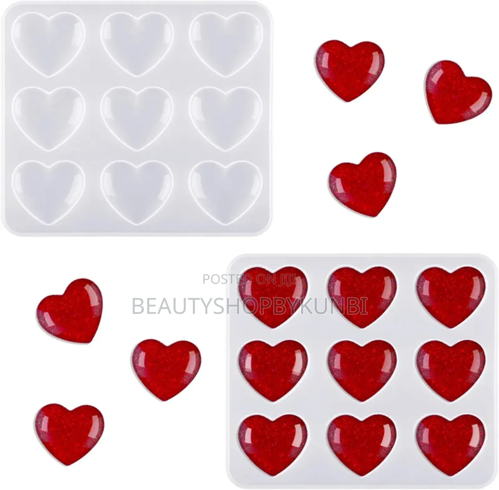 Heart Shaped Resin Mold (9 Cavity)