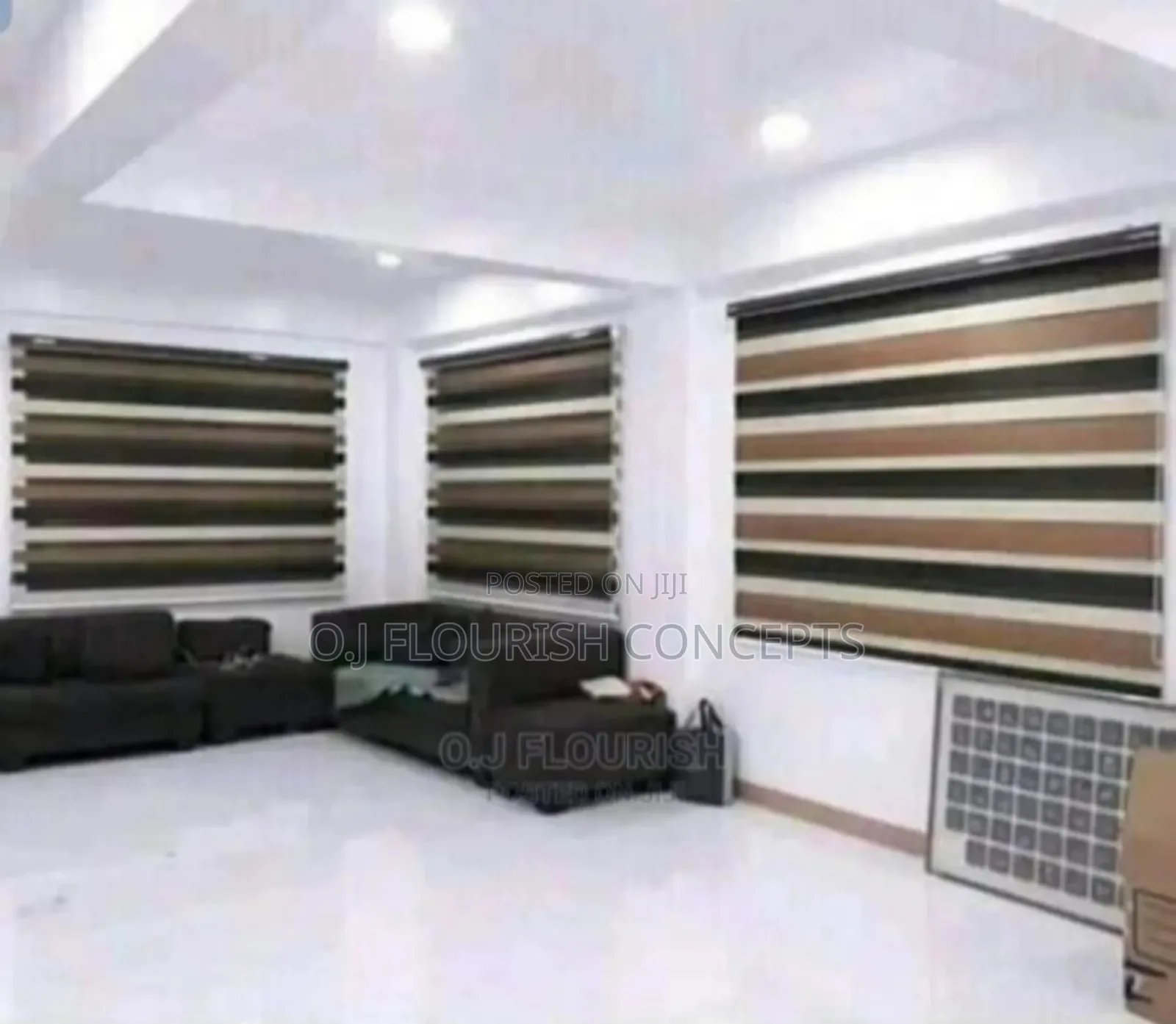 Black and Brown Window Blinds