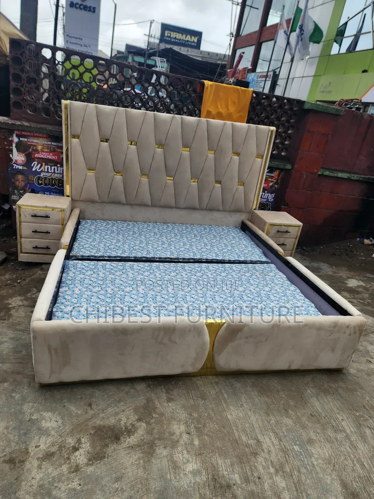 Quality 6by6 Upholstery Padded Bed Frame With Two Bed Sides