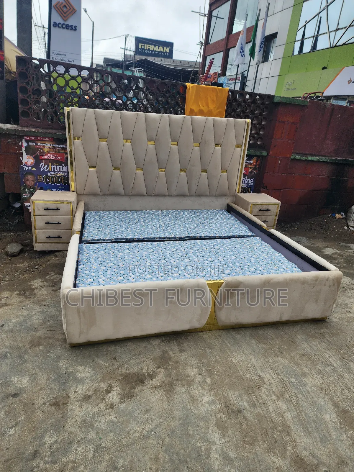 Quality 6by6 Upholstery Padded Bed Frame With Two Bed Sides