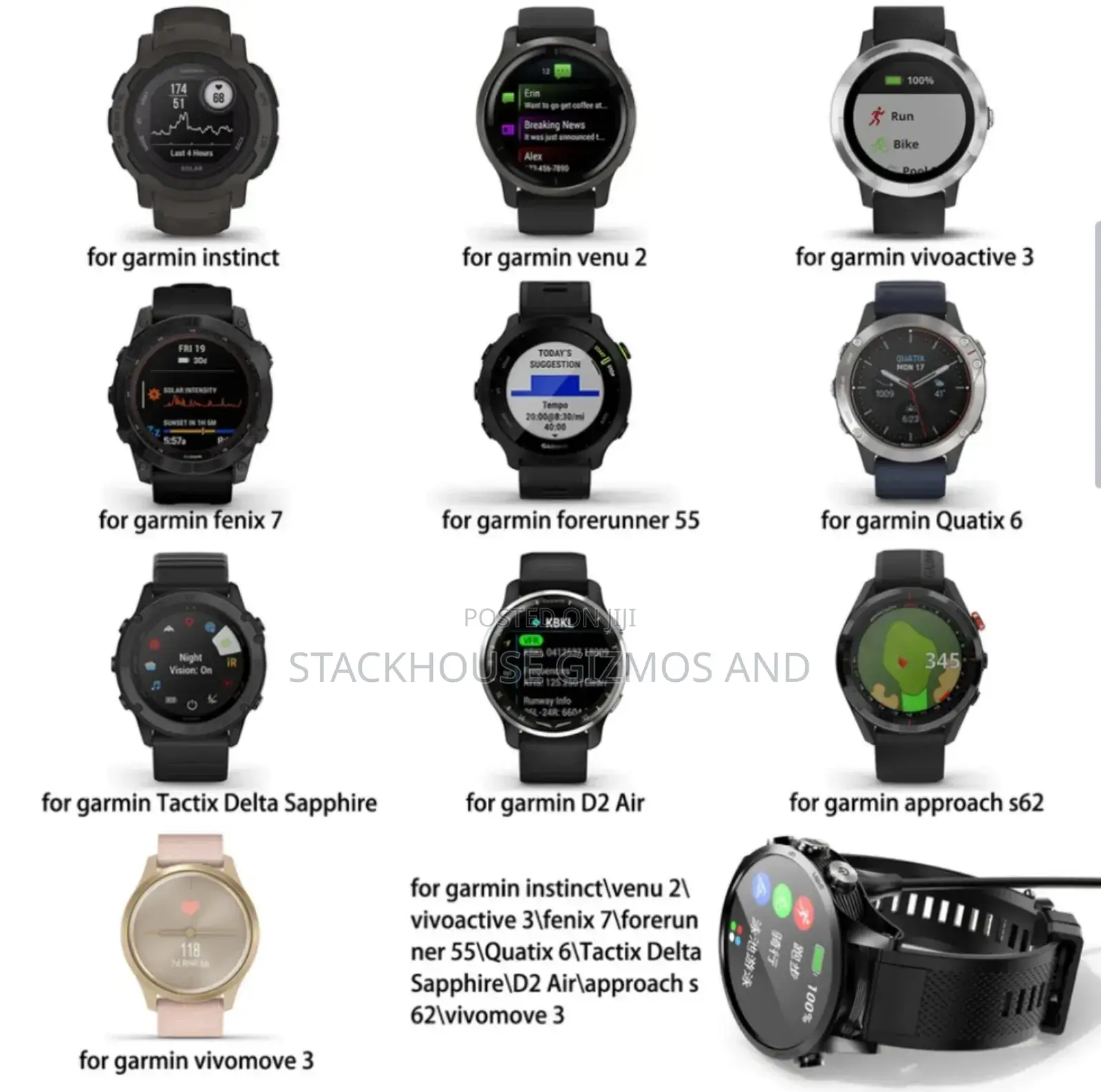 Garmin Charger Instinct/Venu 2/ Vivoactive 3/Fenix 7 More