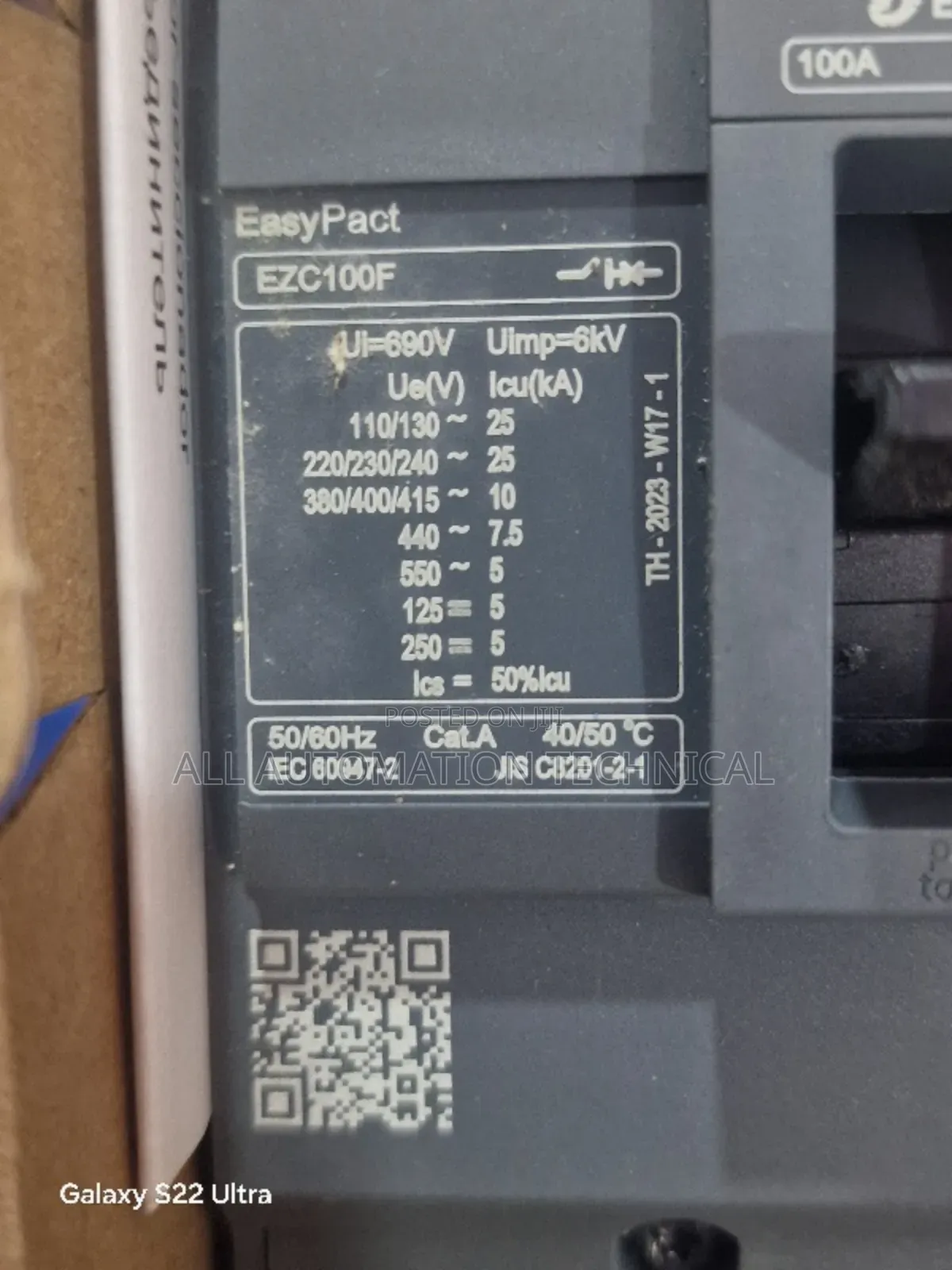Schneider EZC100F3100 Circuit Breaker Easypact 100A,3 Poles