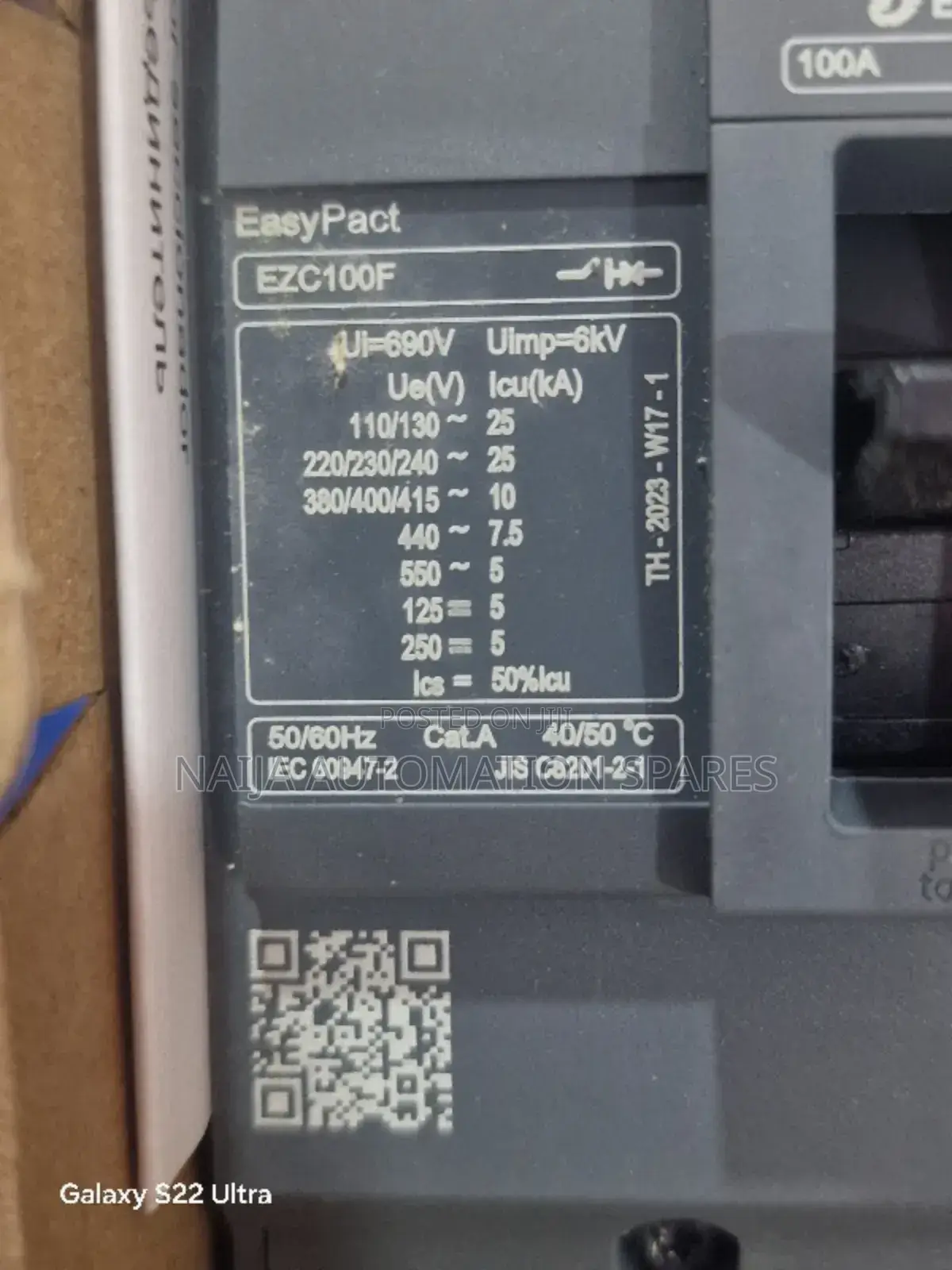 Schneider EZC100F3100 Circuit Breaker Easypact 100A,3 Poles