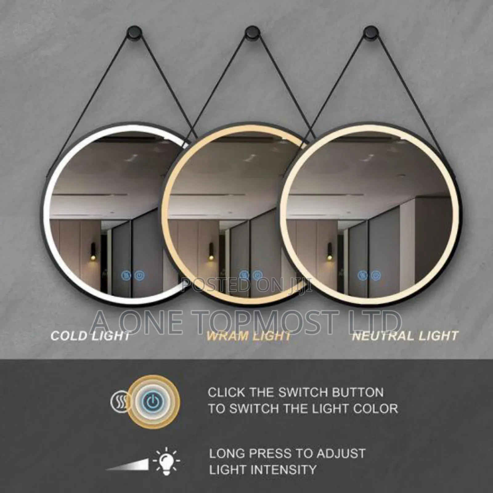 Led Hanging Mirror (3 in 1 Light) 60 by 60cm