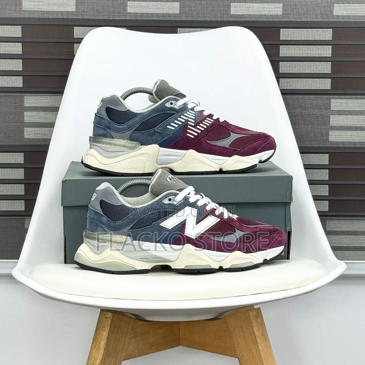 Original New Balance 9060 Navy Burgundy Sneakers