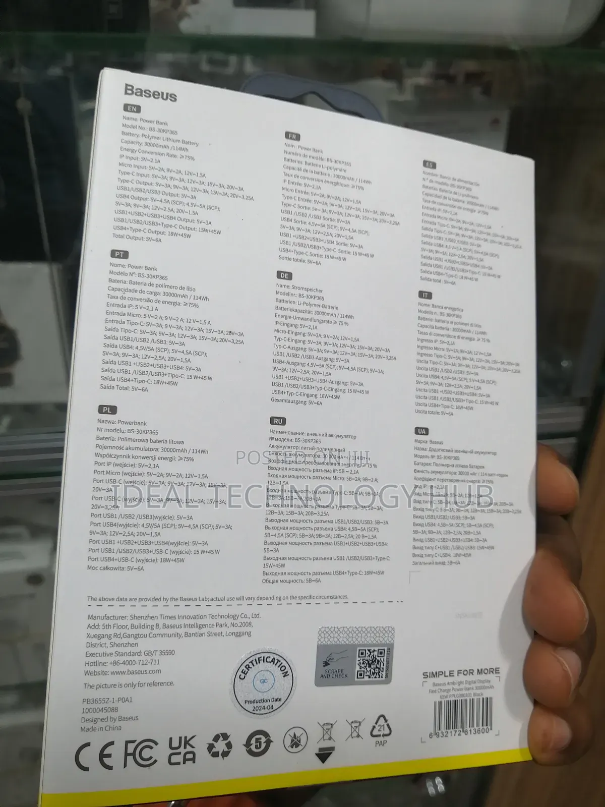 Baseus 20000mah 65w Fast Charging Power Bank