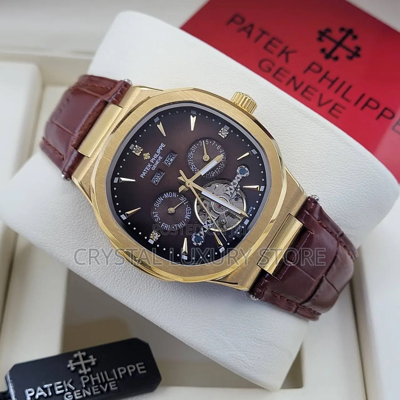 Patek Philippe Quality Luxury Leather Strap Wristwatch