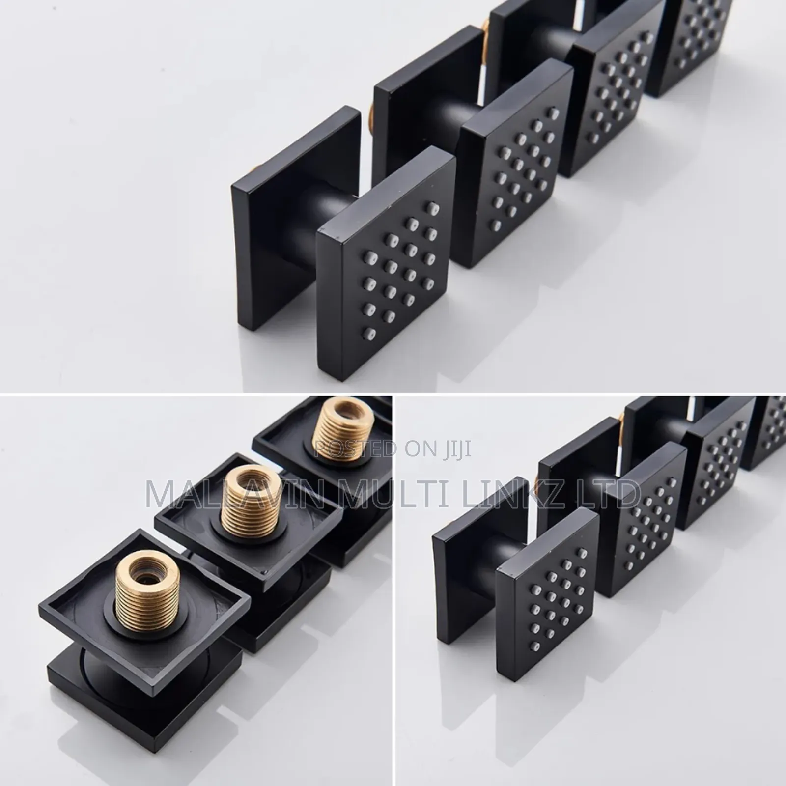 6 Body Jet Black Conduit Shower