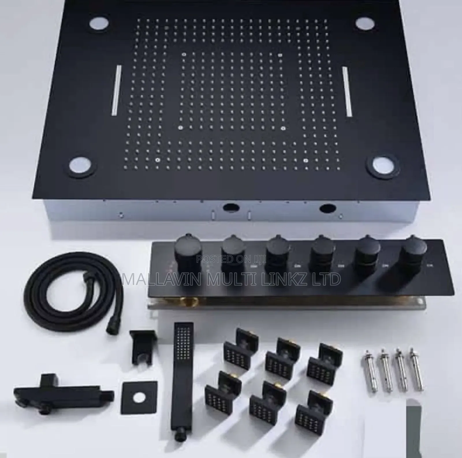 Black LED Thermostatic Shower Conduit Shower With Bluetooth