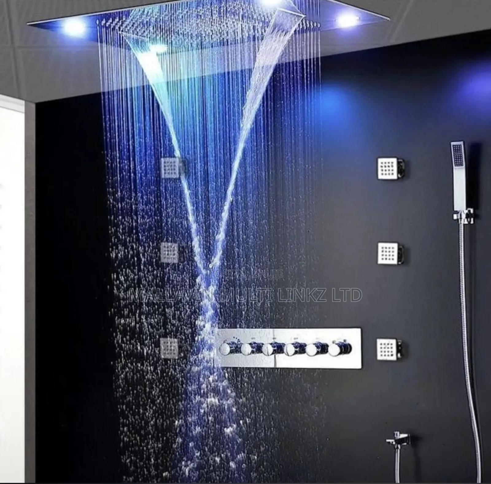 Silver LED Thermostatic Shower Conduit Shower