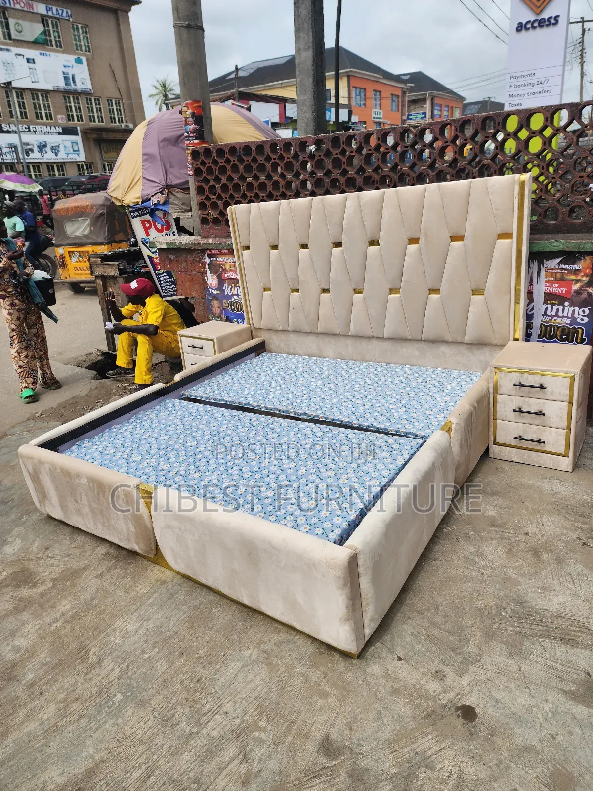 Quality 6by6 Upholstery Padded Bed Frame With Two Bed Sides