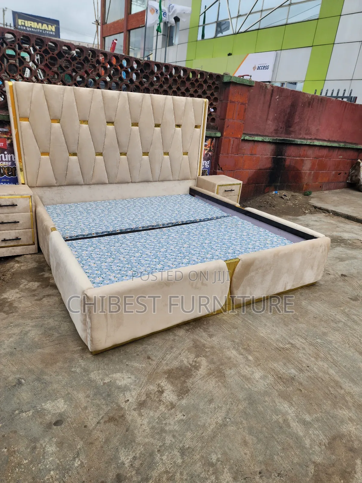Quality 6by6 Upholstery Padded Bed Frame With Two Bed Sides