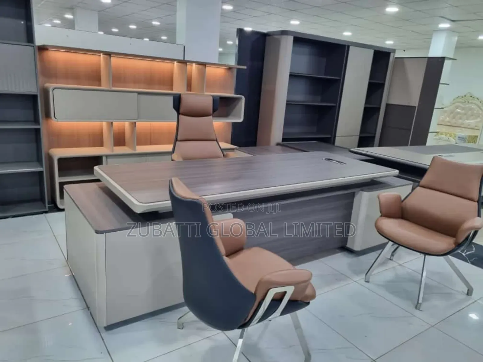 Executive Office Table With Led Lights and Executive Chairs
