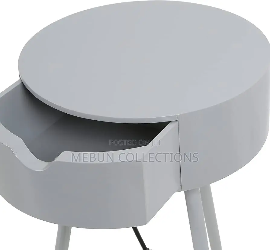Round Bedside Table With Drawer