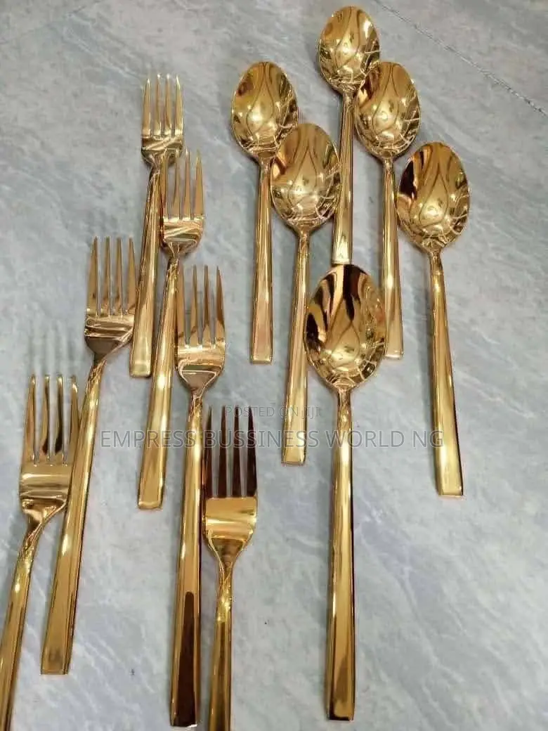 Set of Spoons and Forks -12 Pieces -Gold