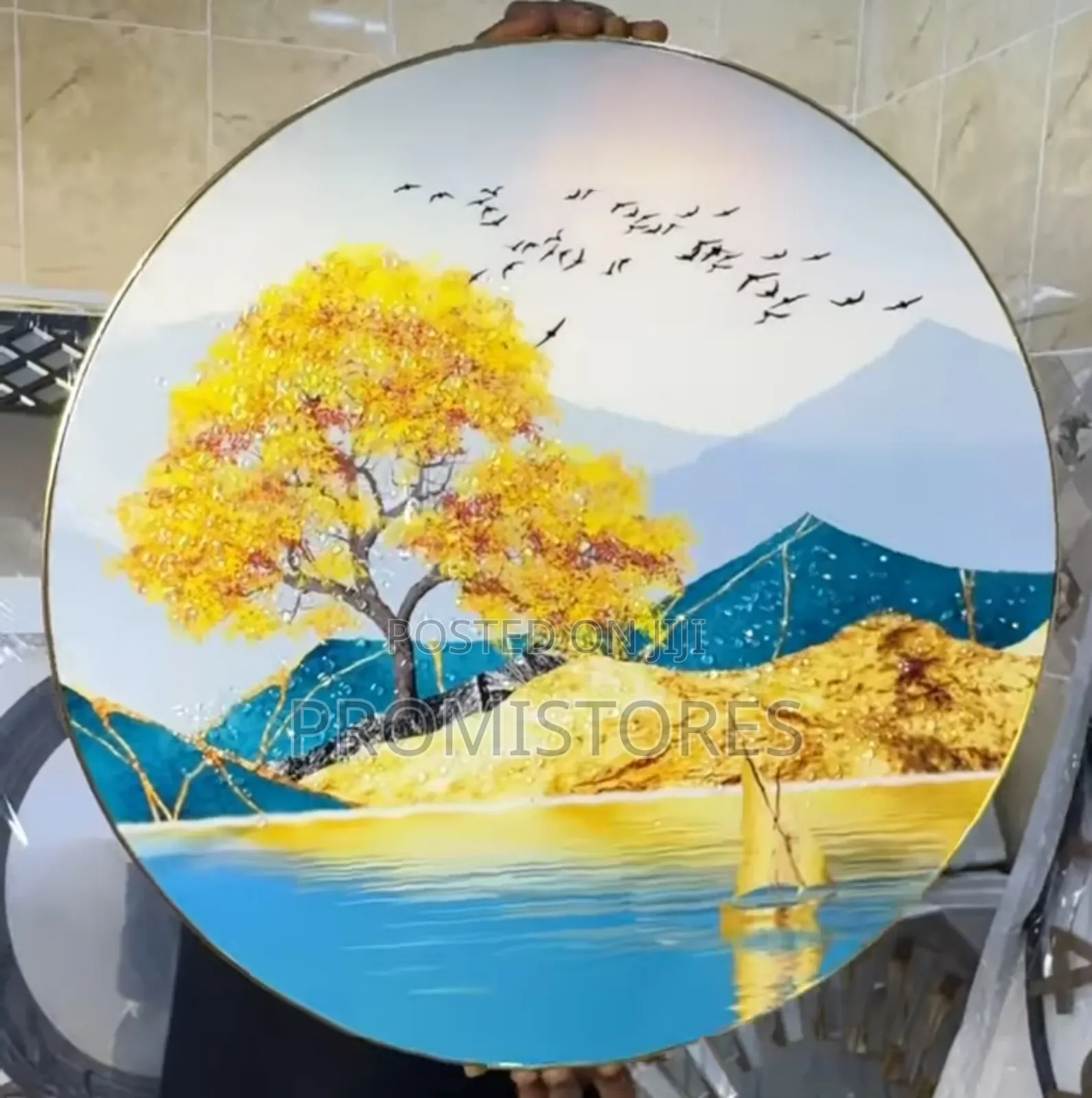 Big Round Crystal Acrylic Wall Decor Frame 65cm
