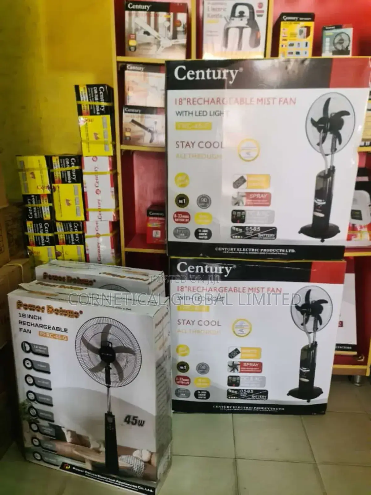 Century 18" Rechargeable Mist Fan With Led Light