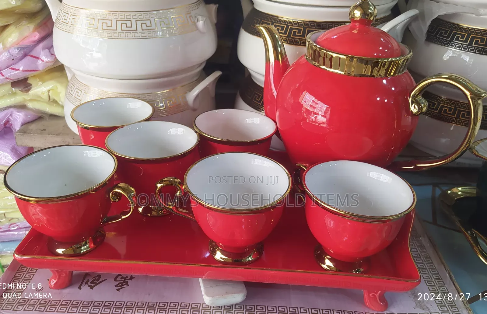 Royal 6pcs Teacups Set, Jug and Tray