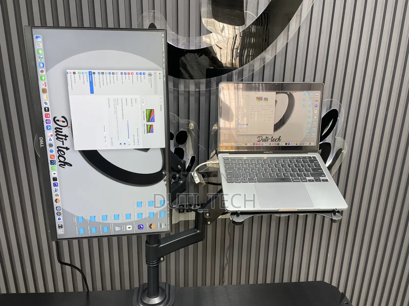 Dual Monitor Arms and a Laptop Stand