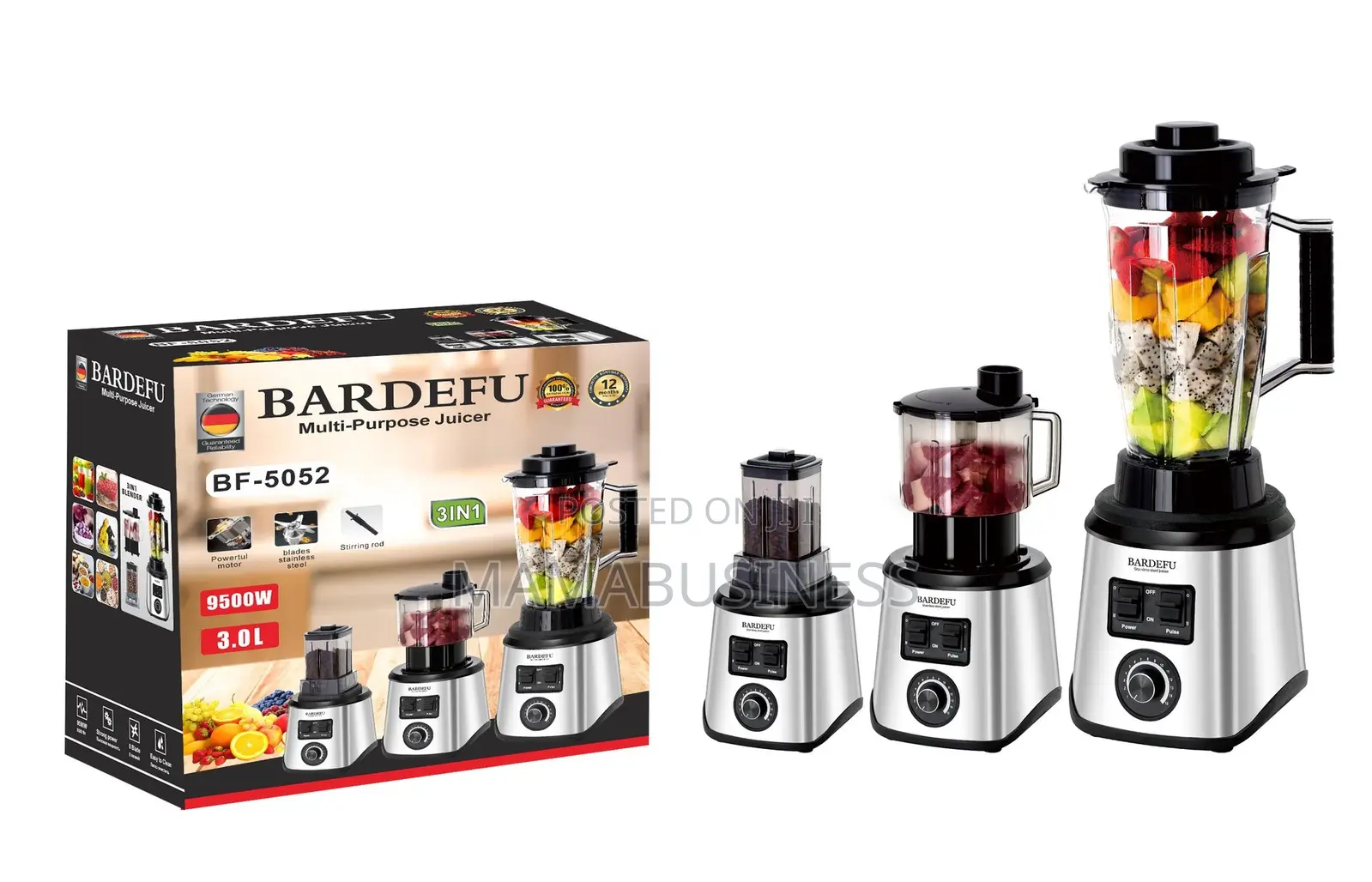 Bardefu 3 in 1 Stainless Steel Blender Juicer Set Bf-5052