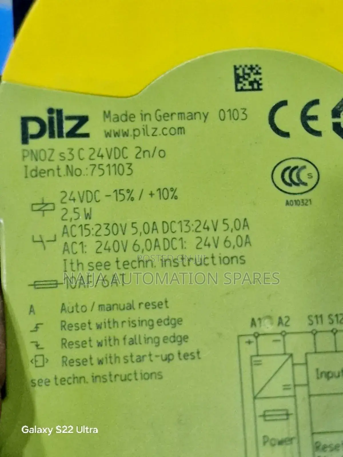 Pilz Safety Relay | 751103 | PNOZ S3 C 24VDC 2 N/O