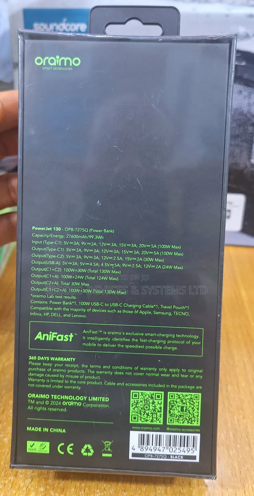 Oraimo Power Jet 130. 130w Laptop Power Bank