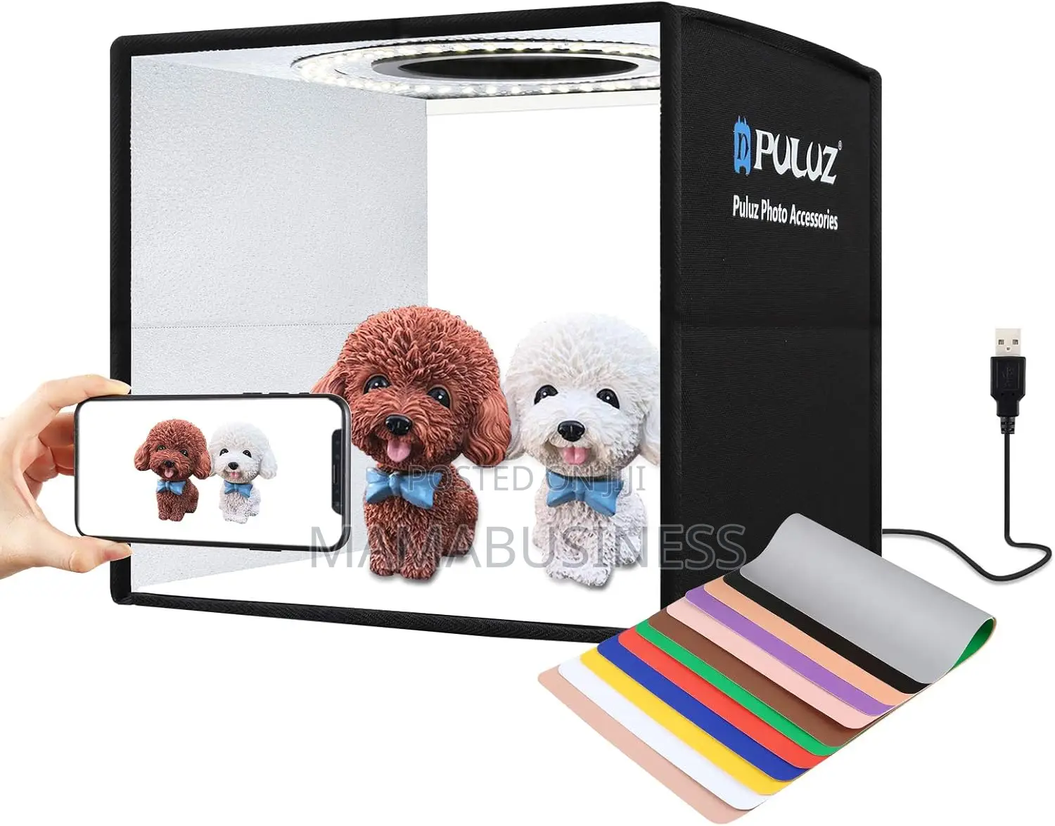 Puluz 25cm Foldable Led Photo Studio Box With 12 Backgrounds