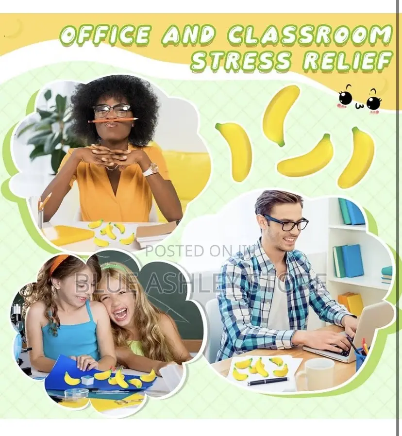 100 PCS Banana Stress Toys Stretchy Banana Fidget Toys