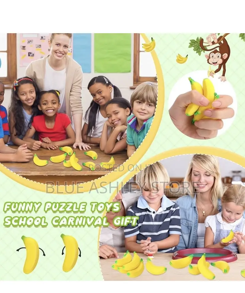100 PCS Banana Stress Toys Stretchy Banana Fidget Toys