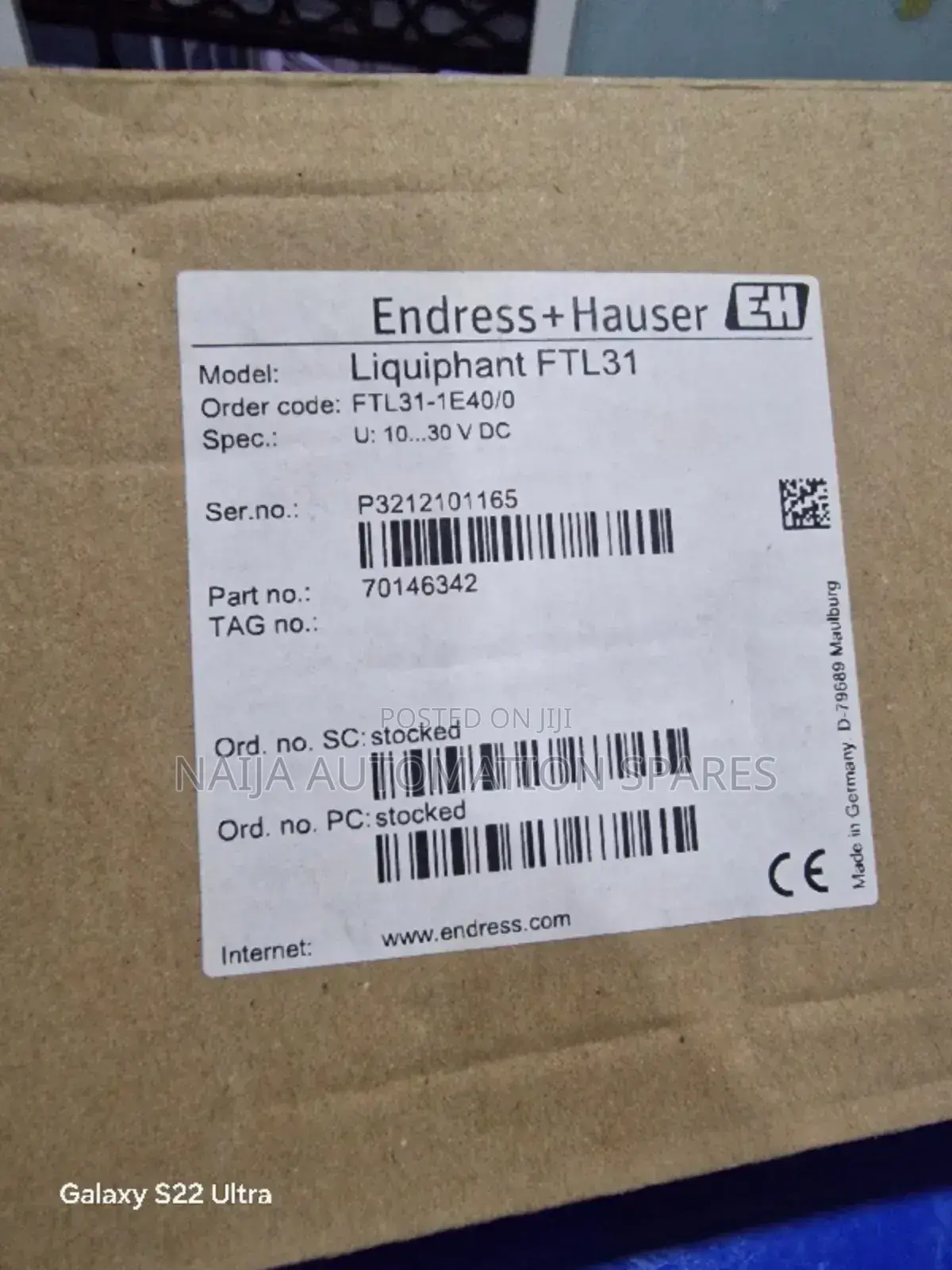 Endress Liquiphant FTL31-1E40/0 | Level Sensor 10-30vdc