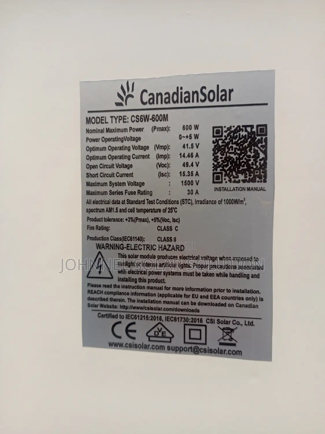 600w Canadian Solar Mono Panel