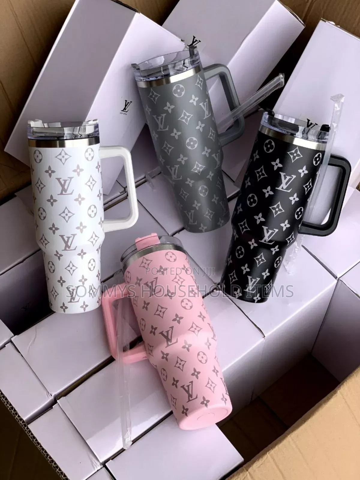 40-Oz Designer Louis-Vuitton
Tumbler Cup With Straw